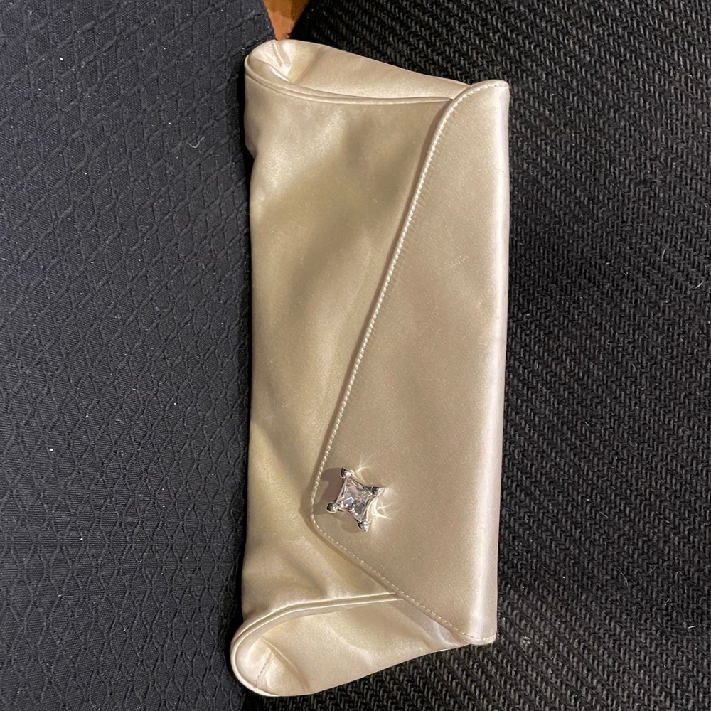 Judith Leiber Cream Satin Clutch
